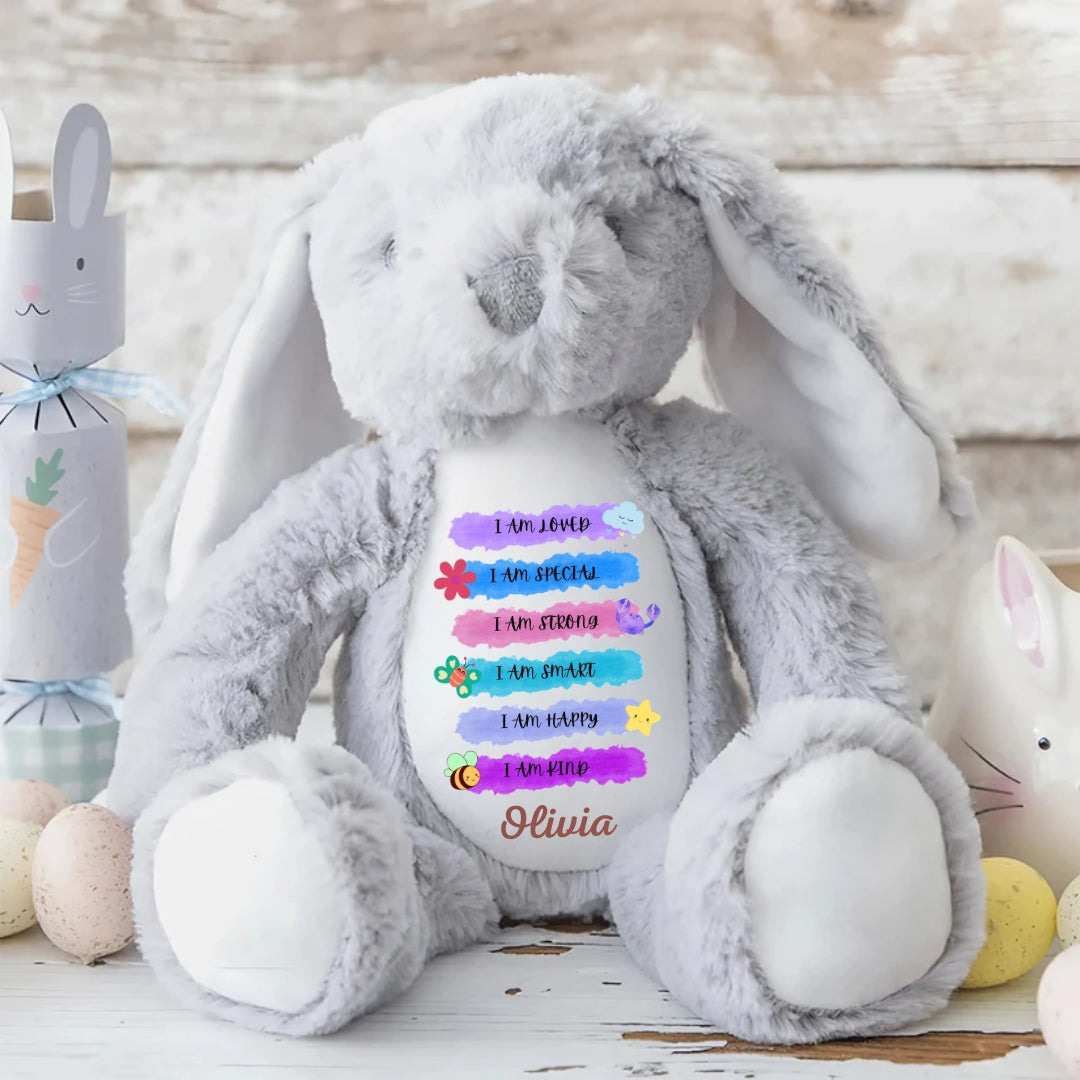 I Am Loved Strong Personalized Stuffed Bunny