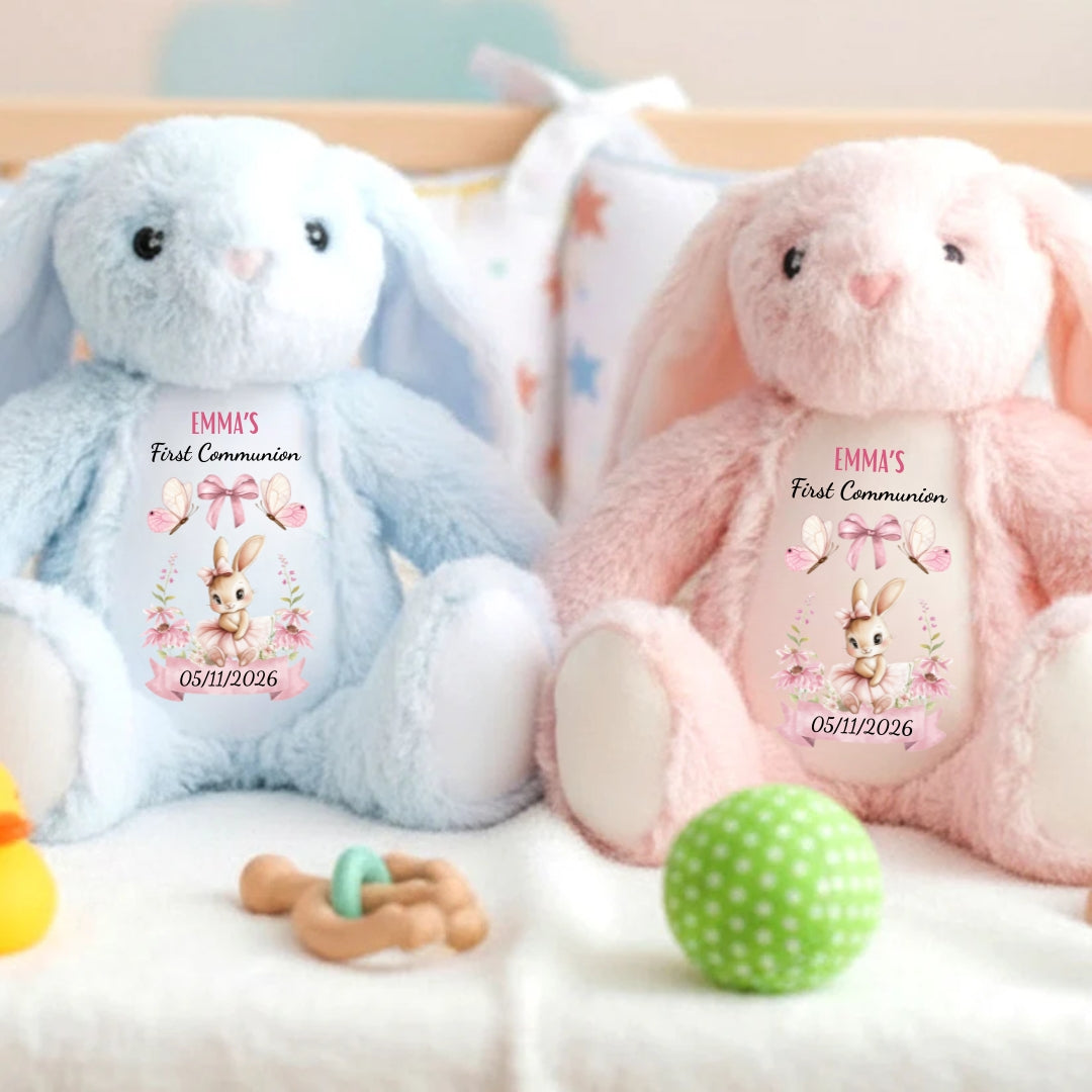 First Communion Gift - Personalized Stuffed Bunny