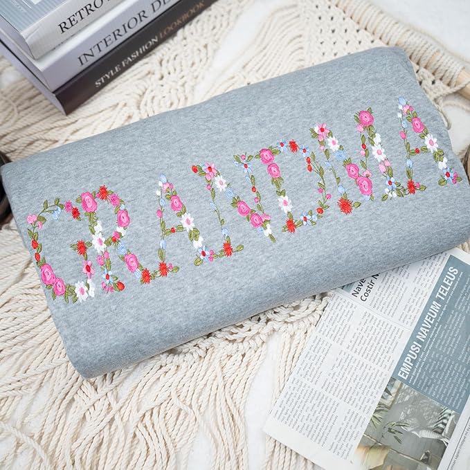 Embroidery Floral Grandma Shirt