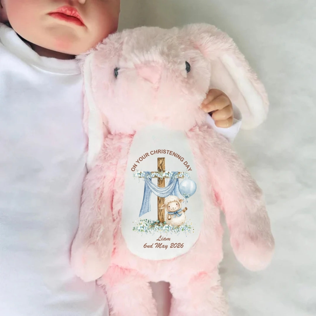 On Your Christening Day Stuffed Bunny Personalized Gift