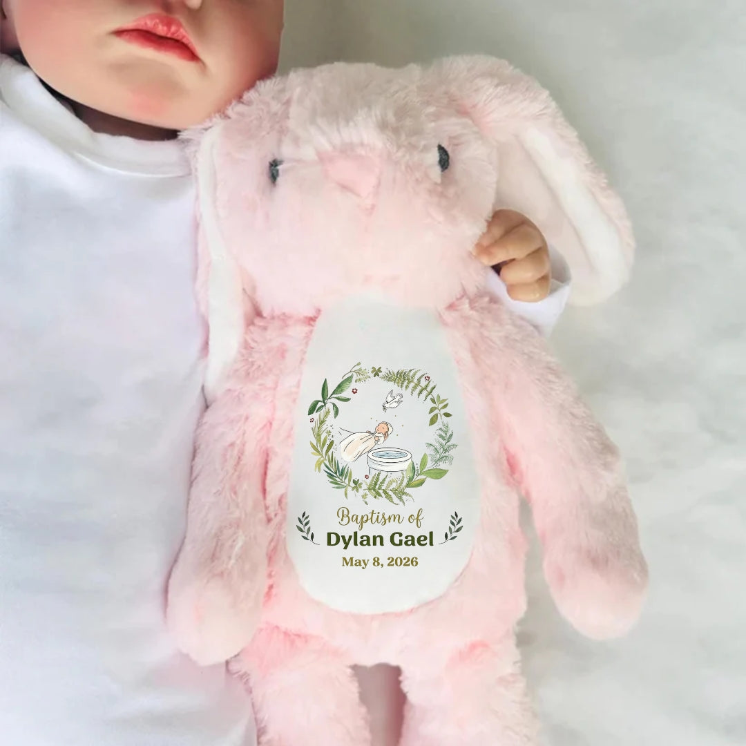Baptism Stuffed Bunny Personalized Gift