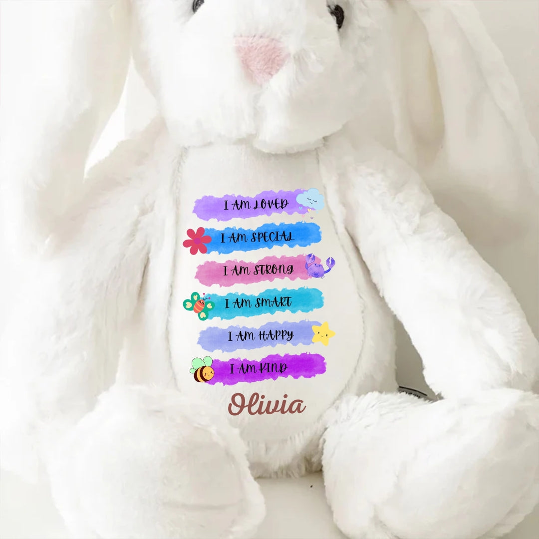 I Am Loved Strong Personalized Stuffed Bunny