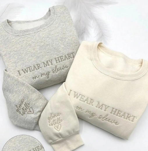 I Wear My Heart on My Sleeve Mother’s Day Embroidered Shirt