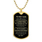 Son Dog Tag - To My Son My Lover Dog Tag Chain Necklace (Remember I will.) B0BMVP857M