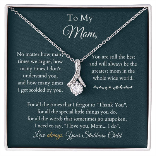 Necklace from Son Daughter for Mother, Alluring Necklace with 14K White Gold over Stainless Steel B0B4N65V48