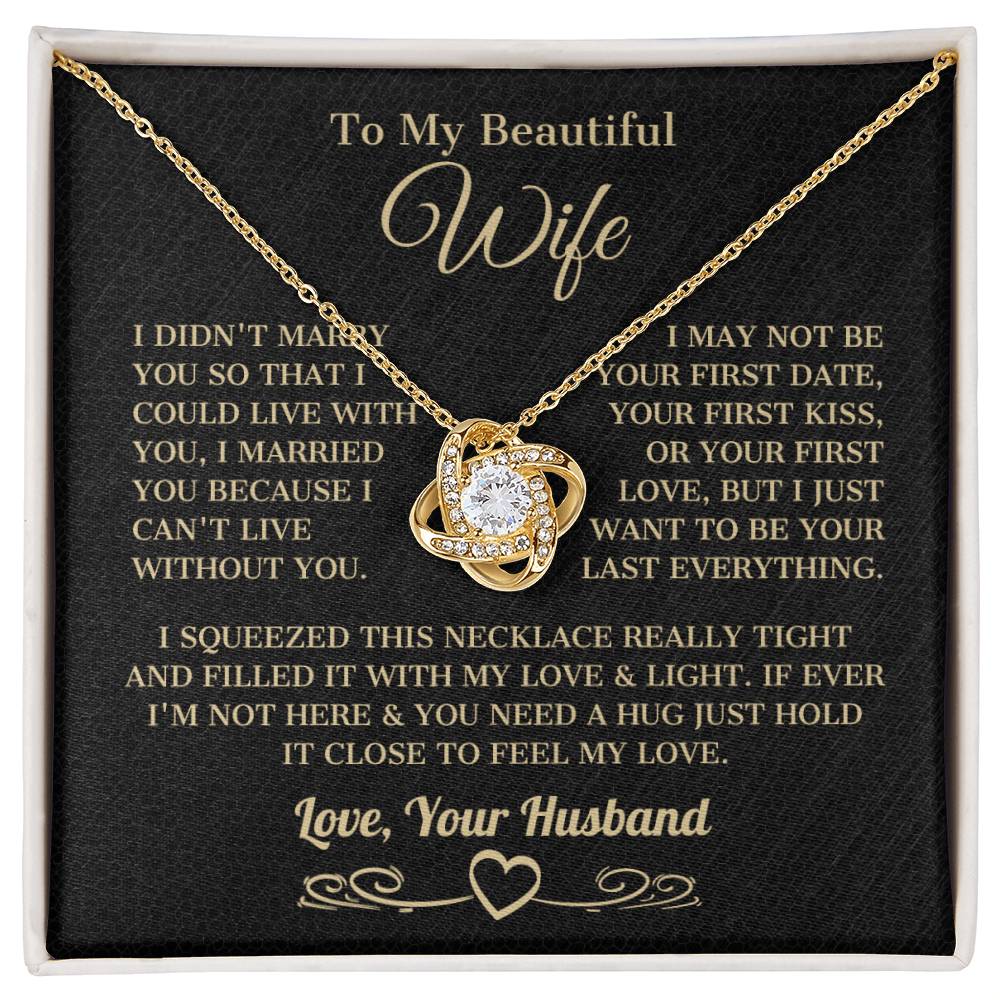 To My Beautiful Wife Knot Necklace - Artic Angel