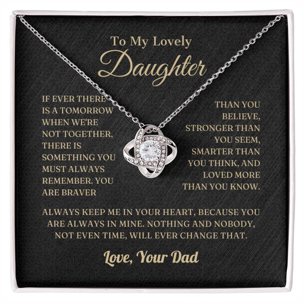To My Lovely Daughter Love Knot Necklace - Artic Angel