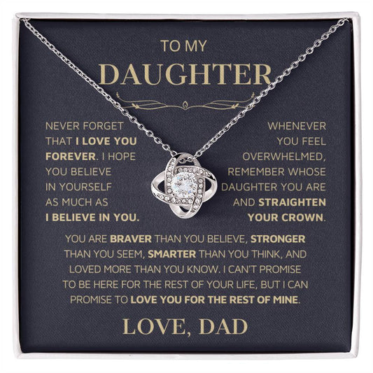 To My Daughter Love Knot Necklace, Nerver Forget That I Love You Forever Necklace - Artic Angel