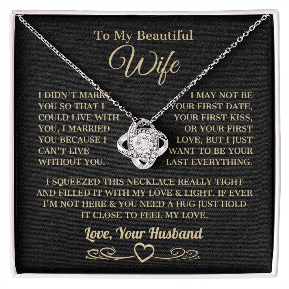 To My Beautiful Wife Knot Necklace - Artic Angel