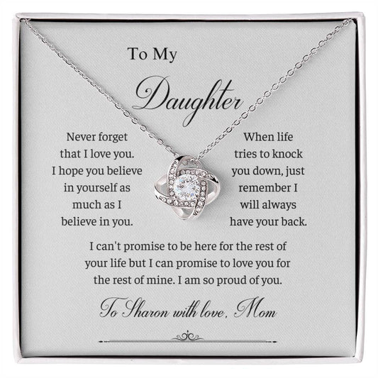 To My Beautiful Daughter Love Knot Necklace Pat Dube