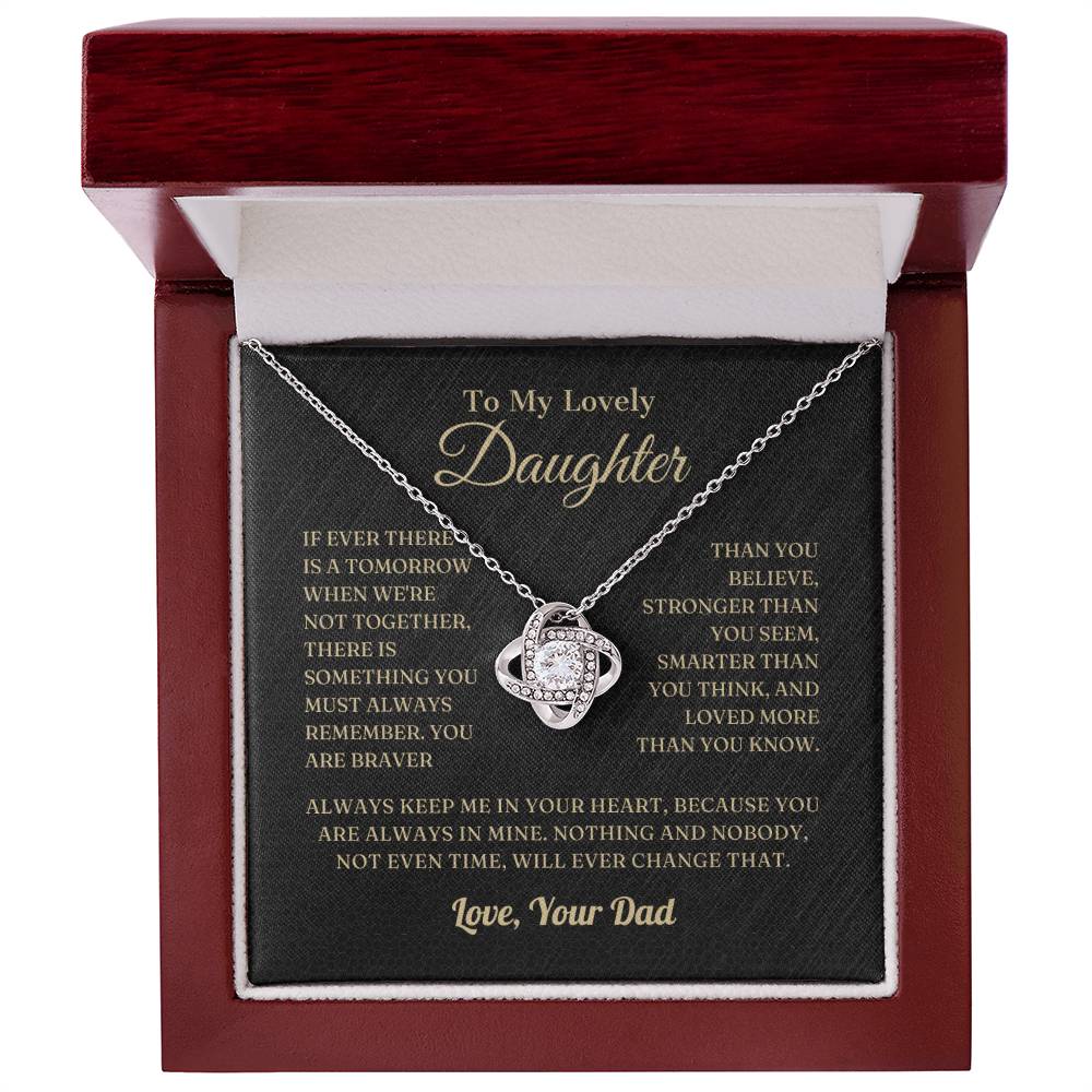To My Lovely Daughter Love Knot Necklace - Artic Angel