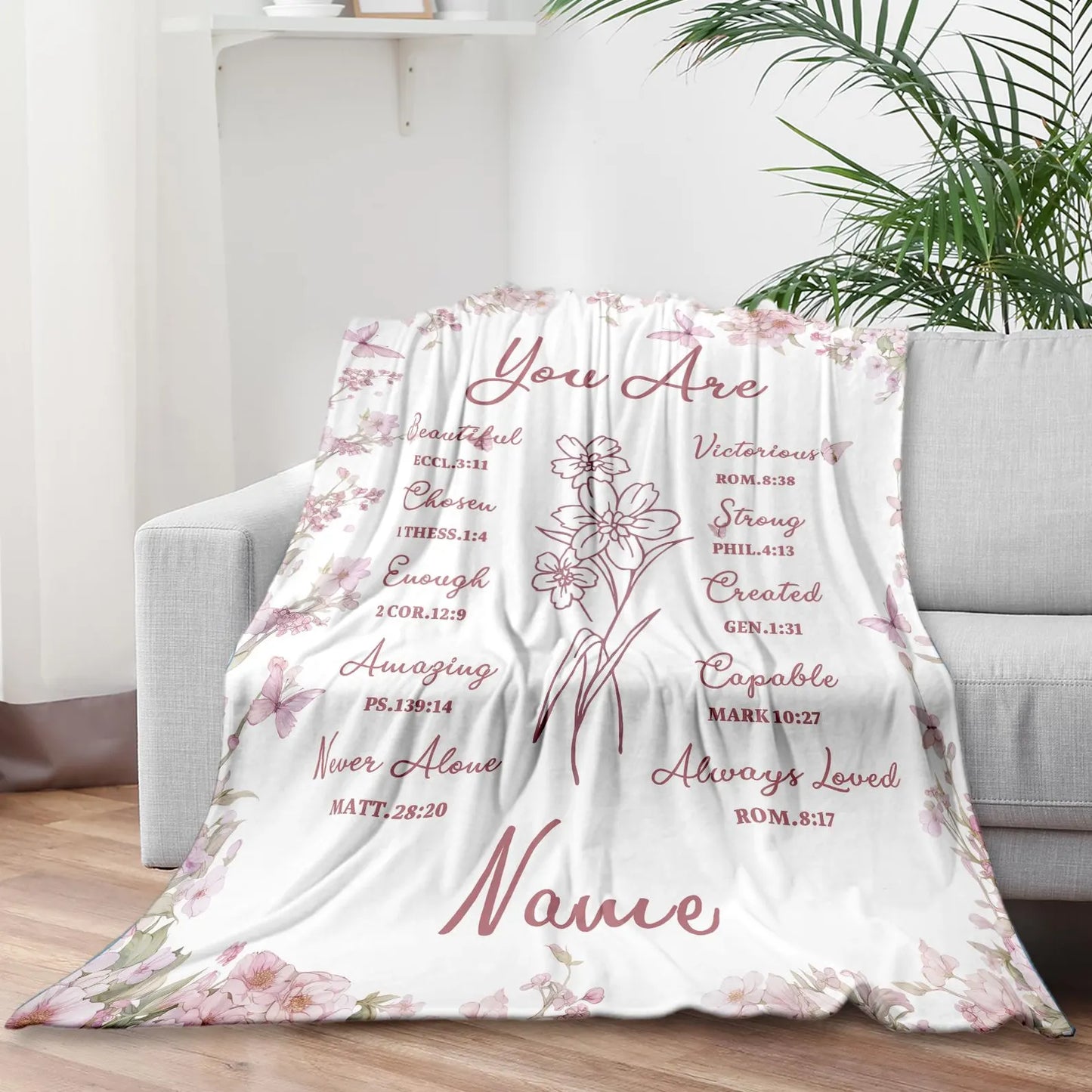 Personalized You Are Bible Verse Blanket