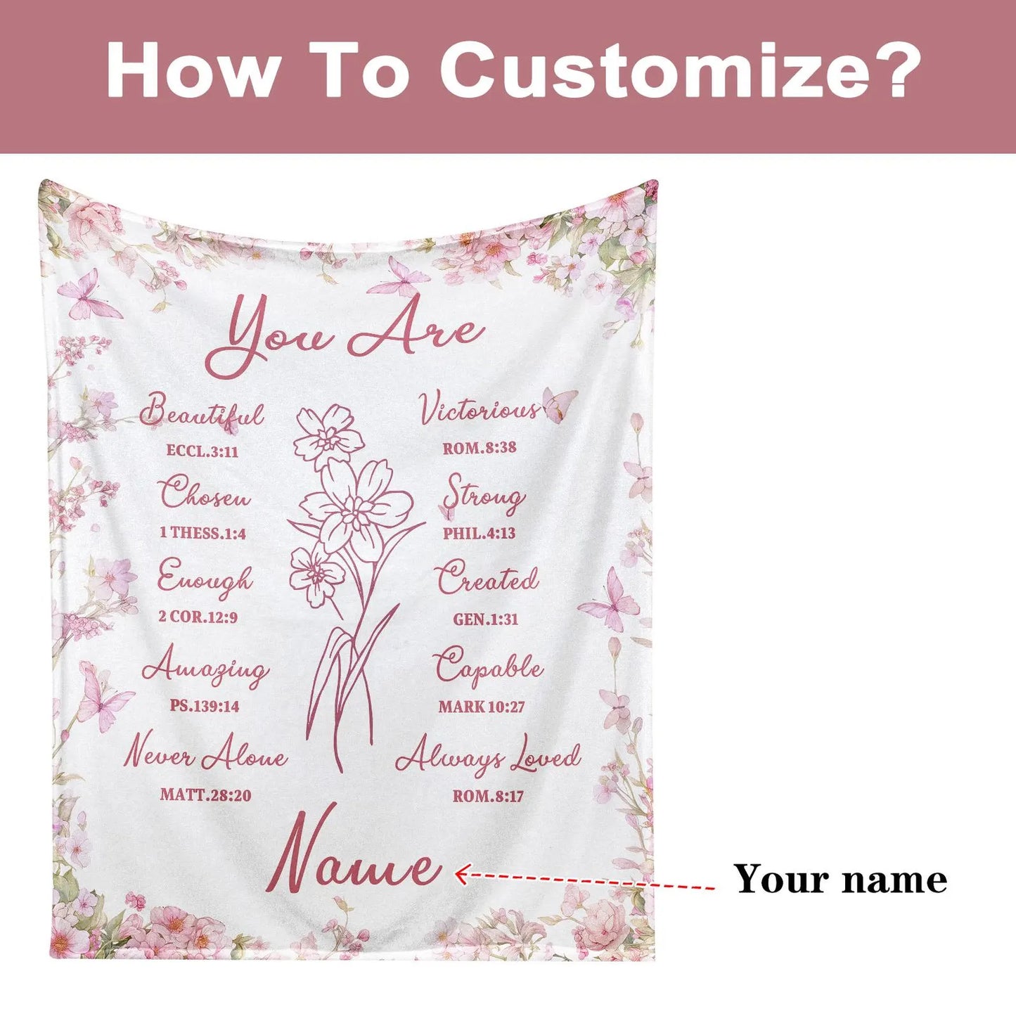 Personalized You Are Bible Verse Blanket