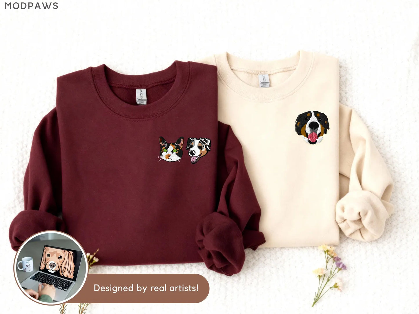 Custom Pet Portrait Embroidered Shirt