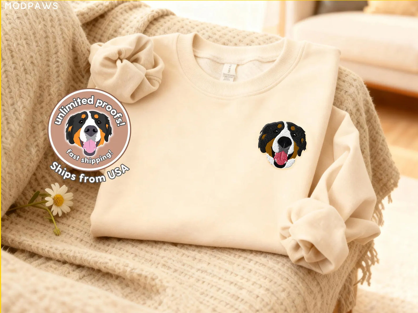 Custom Pet Portrait Embroidered Shirt