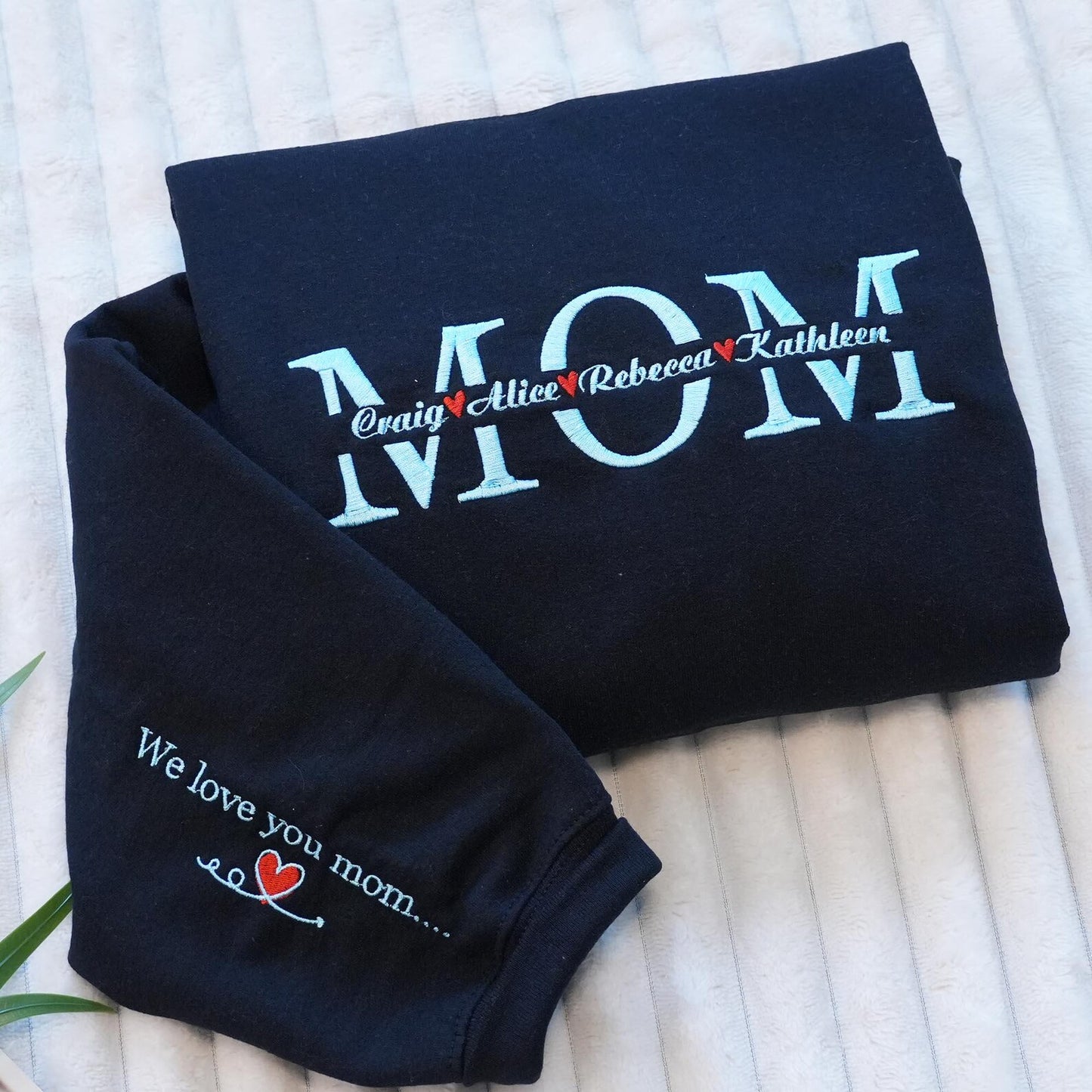 Embroidered Mom with Kid Name Shirt