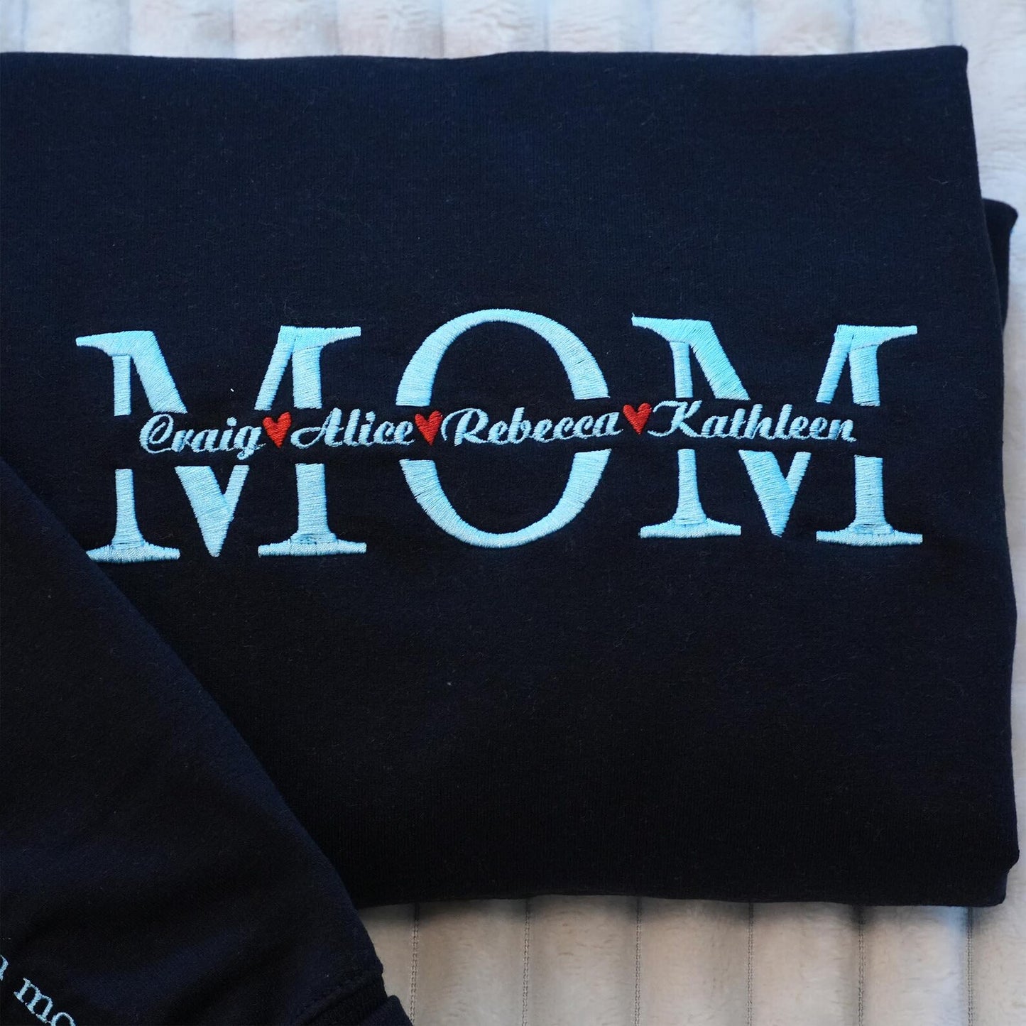 Embroidered Mom with Kid Name Shirt