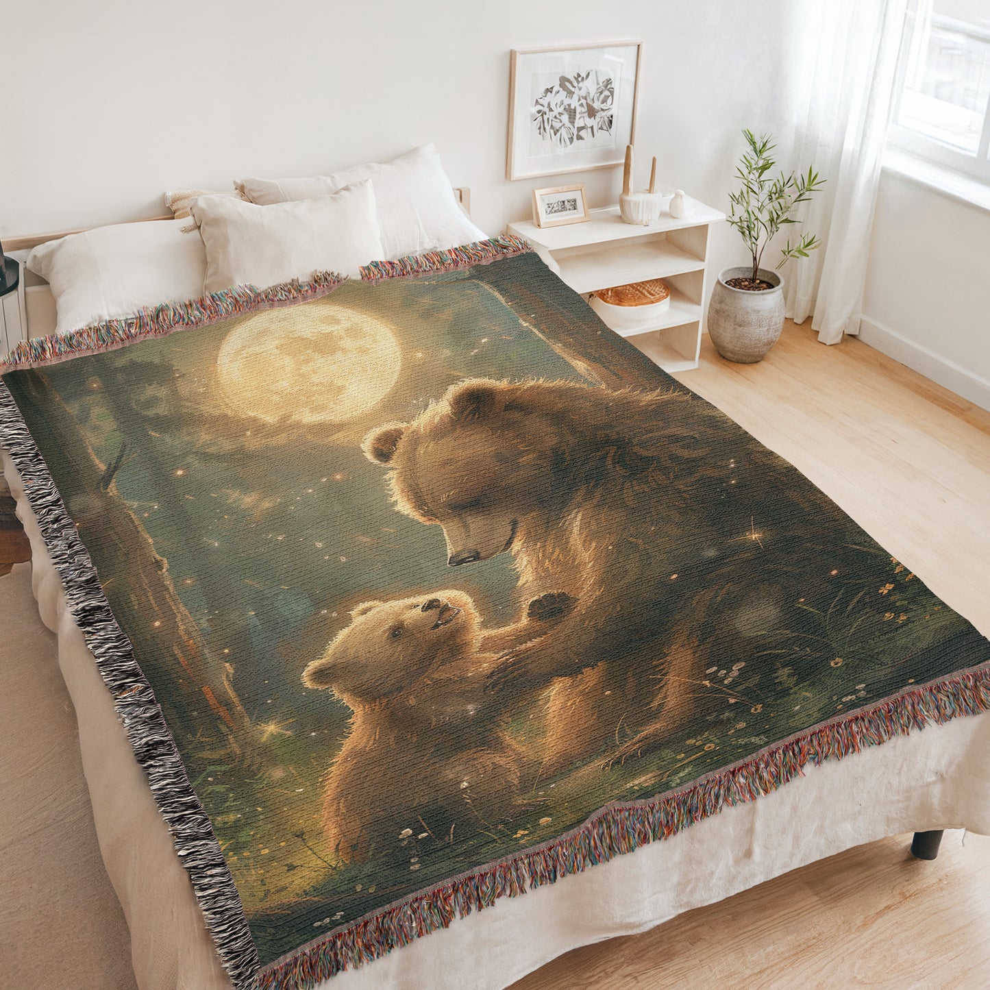Moonlit Bear Play Woven Blanket