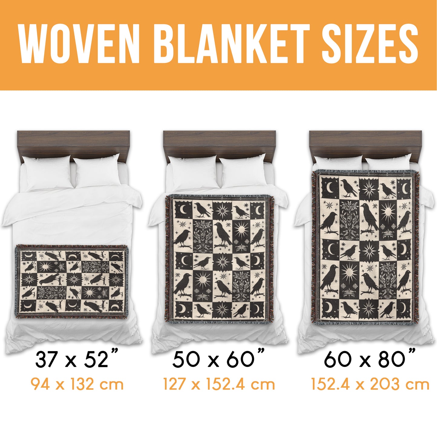 Black Crow Moon Woven Blanket