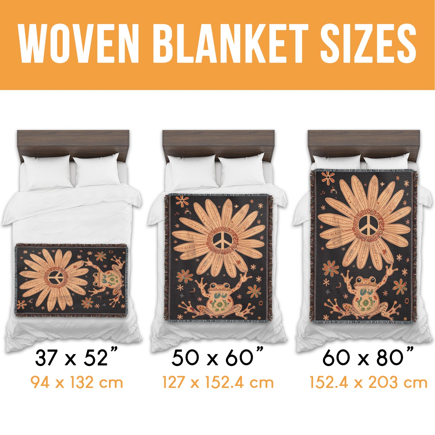 Boho Daisy Frog Cotton Blanket
