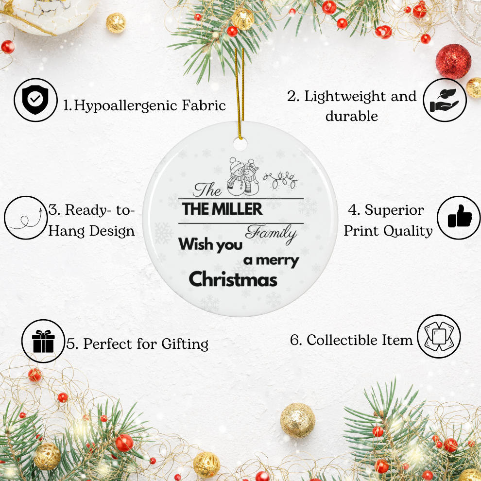 2024 Personalized Family Christmas Circle Ceramic Ornament