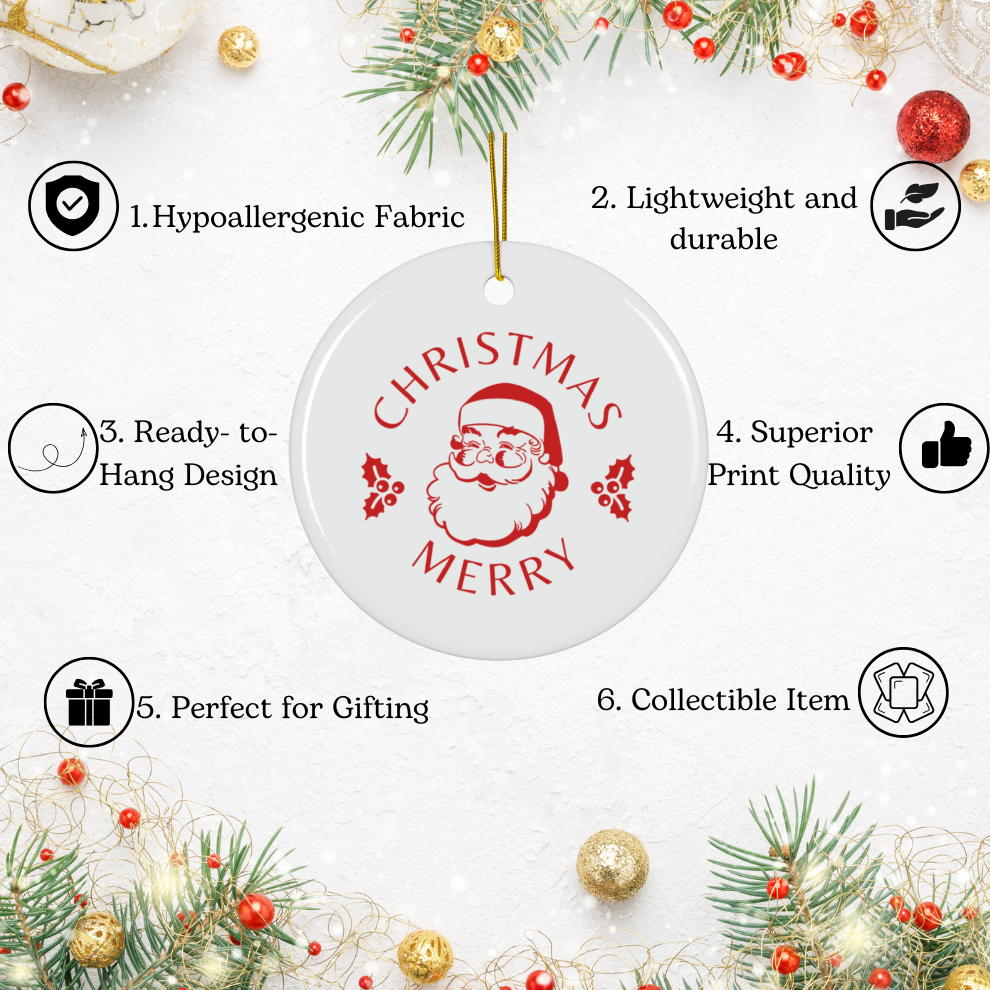 2024 Personalized Merry Christmas Circle Ceramic Ornament