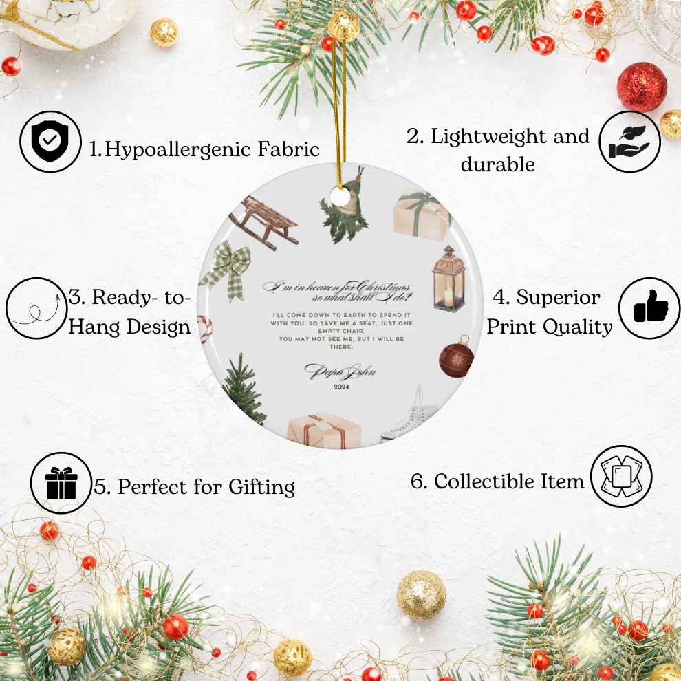 2024 Personalized Memorial Christmas Circle Ceramic Ornament