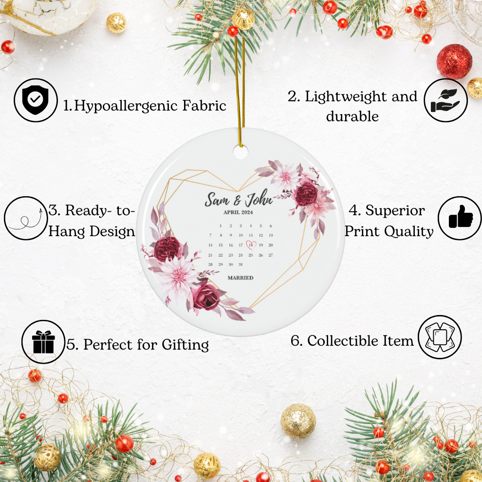 2024 Personalized First Christmas Married Ornament