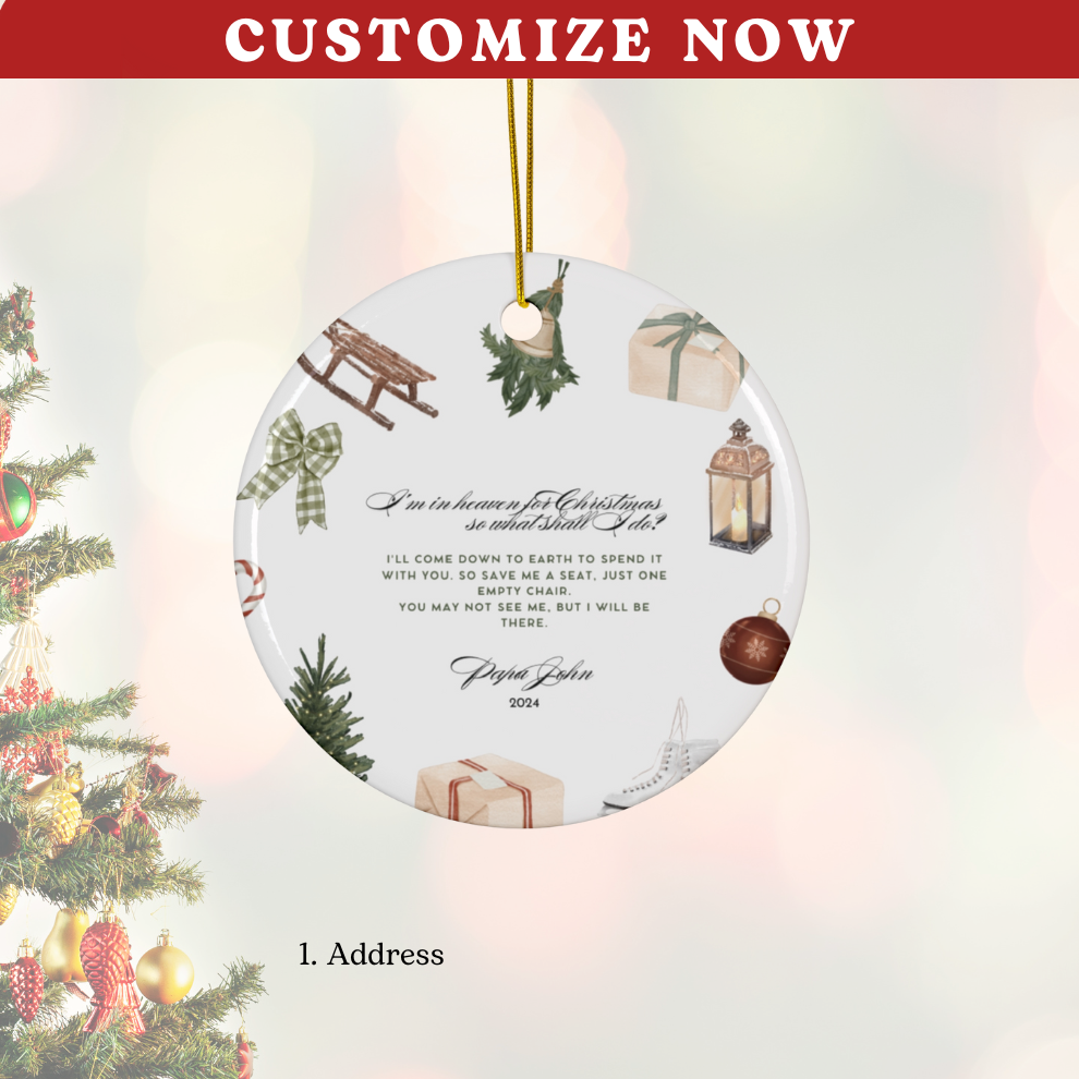 2024 Personalized Memorial Christmas Circle Ceramic Ornament