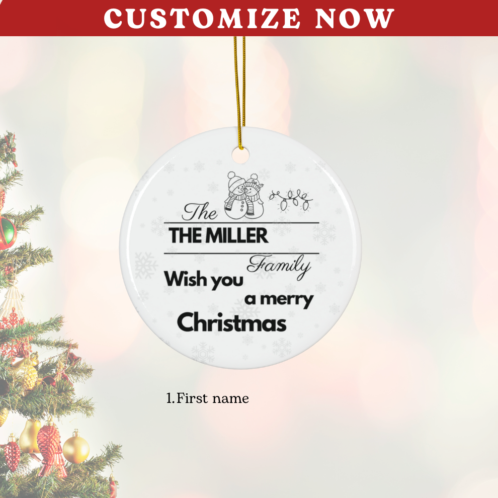 2024 Personalized Family Christmas Circle Ceramic Ornament