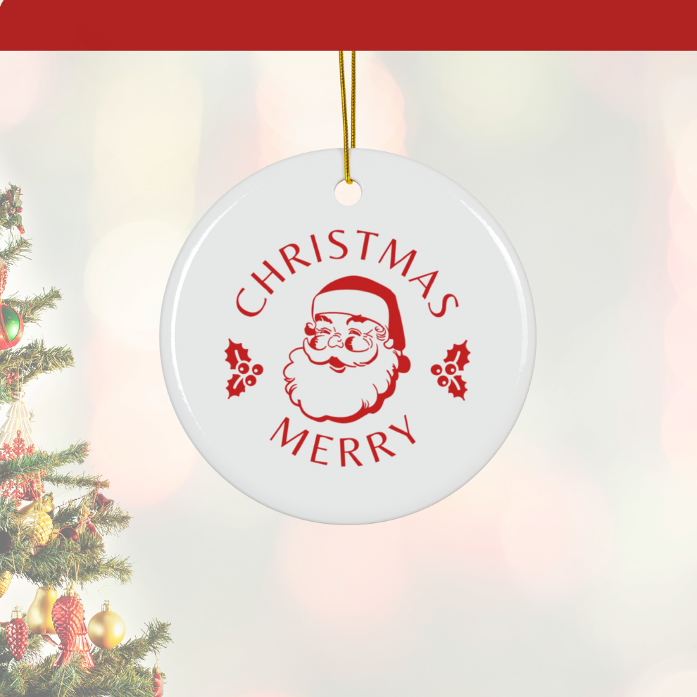 2024 Personalized Merry Christmas Circle Ceramic Ornament