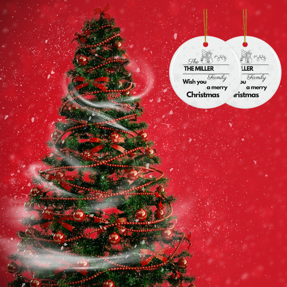 2024 Personalized Family Christmas Circle Ceramic Ornament