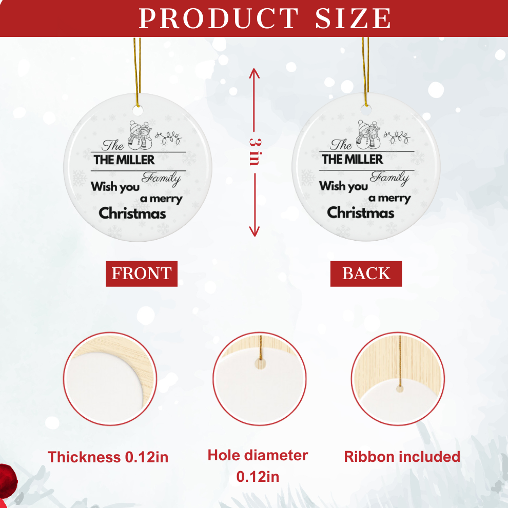 2024 Personalized Family Christmas Circle Ceramic Ornament