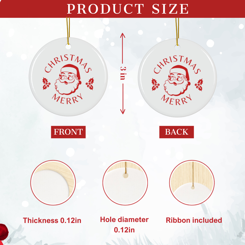 2024 Personalized Merry Christmas Circle Ceramic Ornament