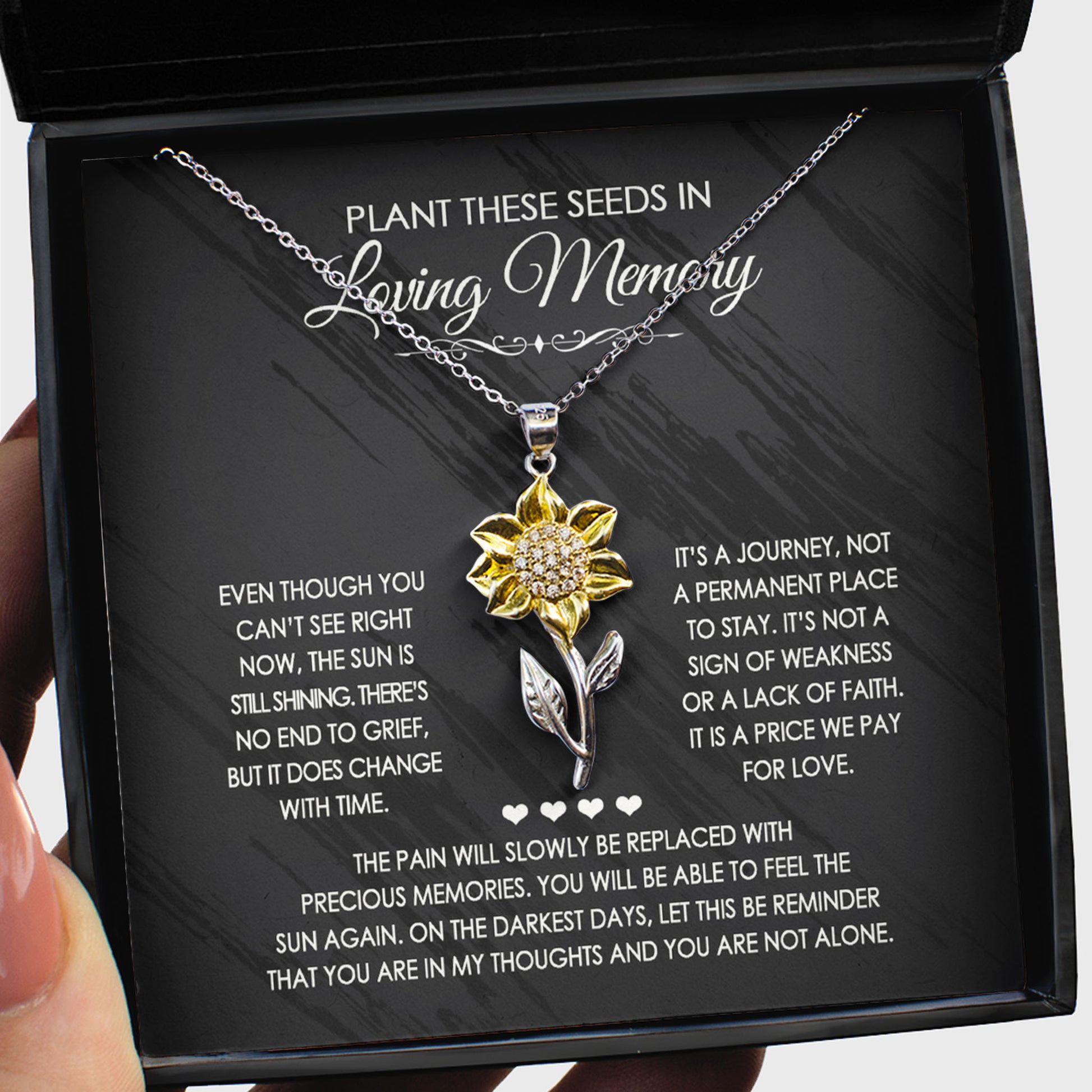 Sunflower Pendant Necklace Memorial Gift - You are in my thought and you are not alone - JWshinee