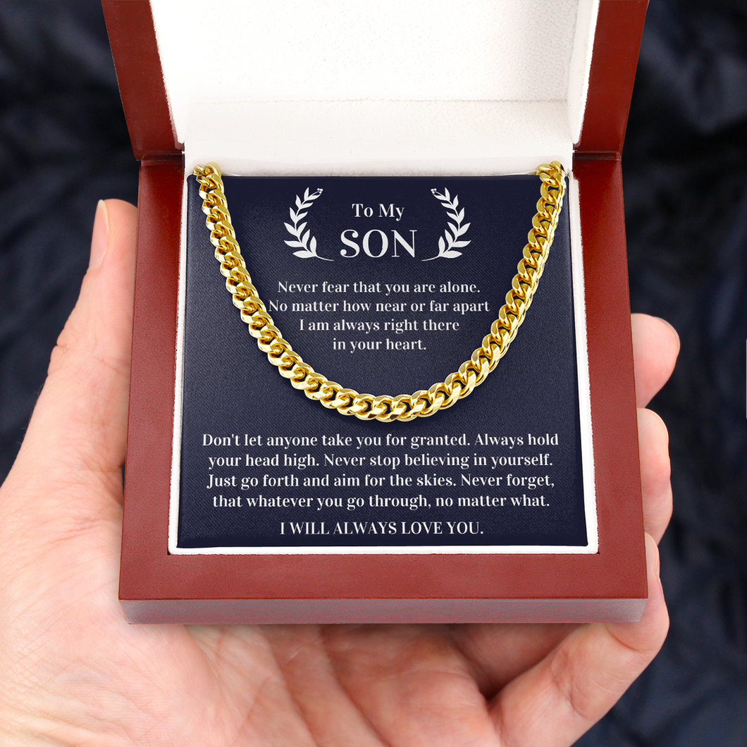 Gift for Son Cuban Necklace - I will always love you no matter where you go through - JWshinee