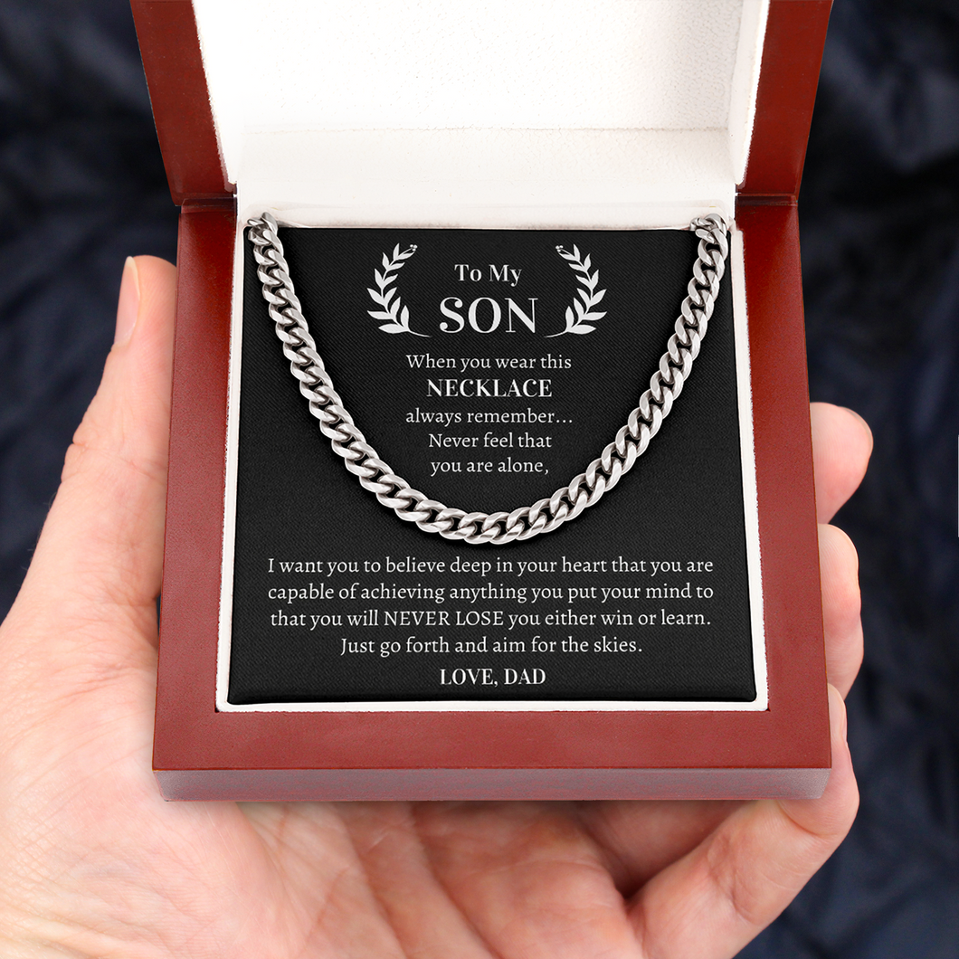 Gift Cuban Necklace for Son - Just go forth and aim for the skies. Love, Dad - JWshinee