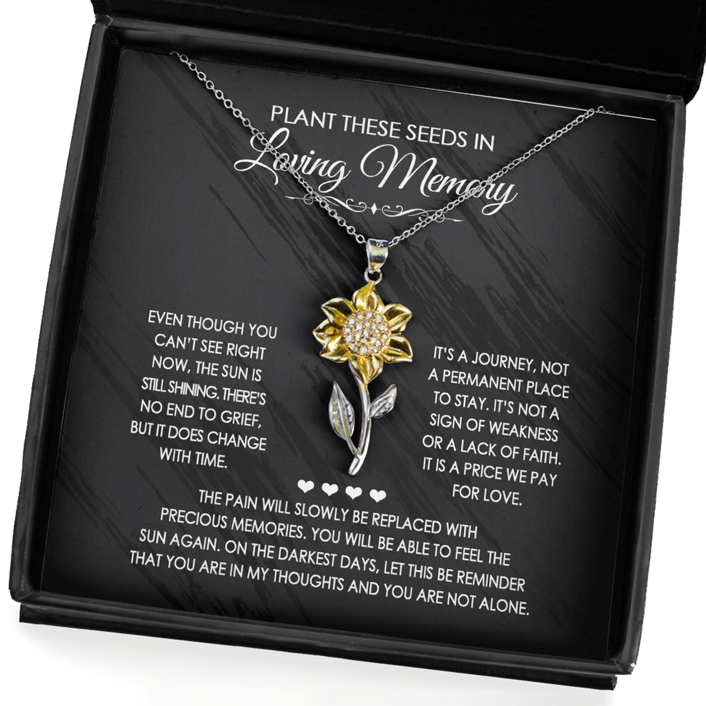 Sunflower Pendant Necklace Memorial Gift - You are in my thought and you are not alone - JWshinee