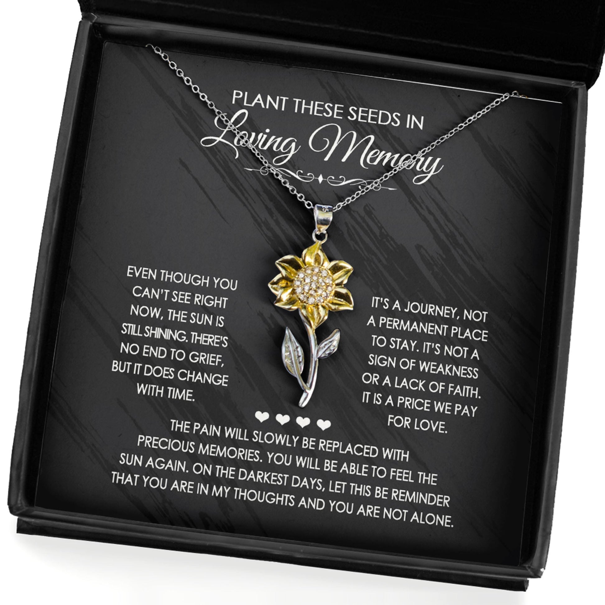 Sunflower Pendant Necklace Memorial Gift - You are in my thought and you are not alone - JWshinee