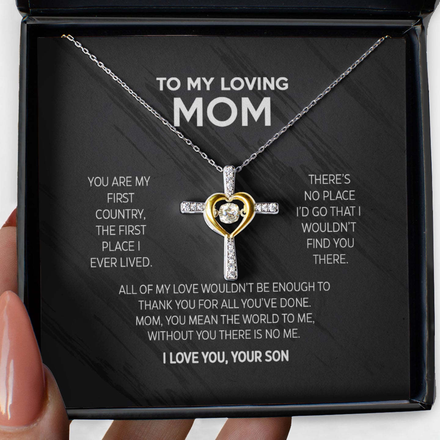Gift for Mother from son Cross Dancing Necklace - You are my first country, the first place I ever lived - JWshinee