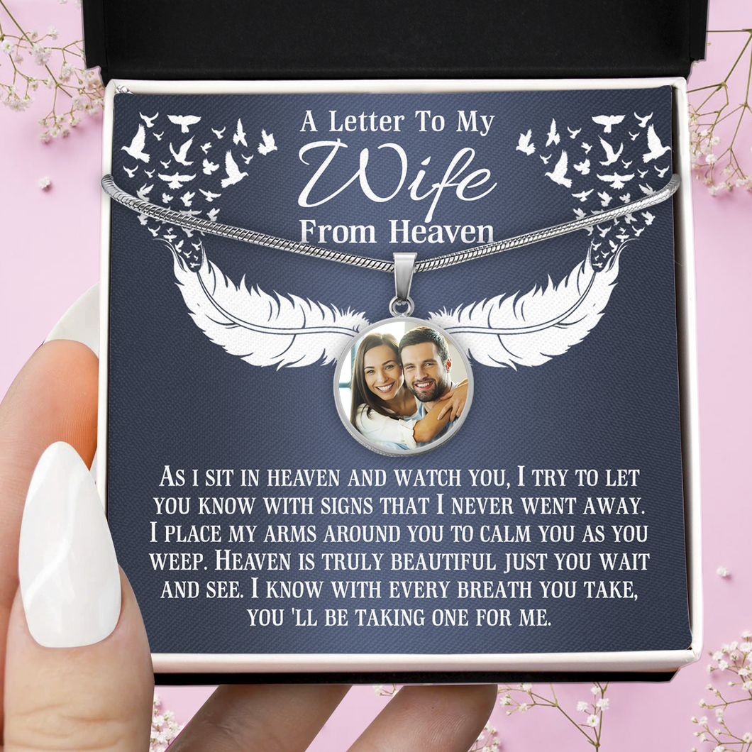 Circle Pendant Custom Photo Necklace Gift for Wife - Loss of Husband - JWshinee