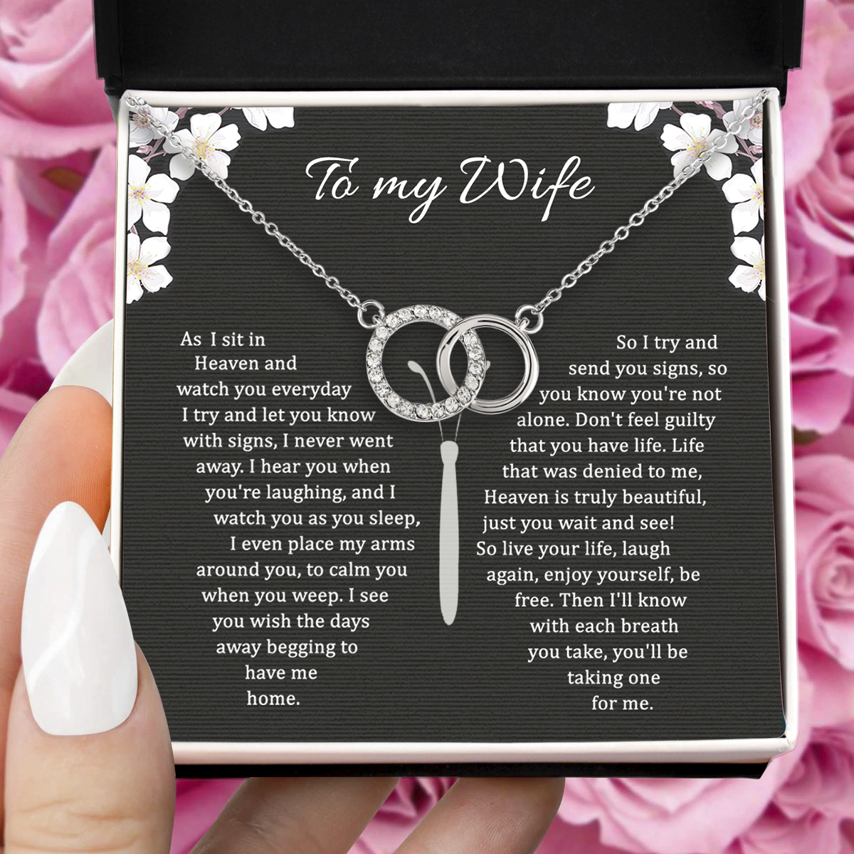 To My Wife Pair Necklace, As I Sit In Heaven, Loss of Husband Gift - JWshinee