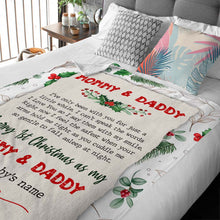 Load image into Gallery viewer, Personalized Christmas Gift Baby&#39;s Blanket Baby 1st Christmas To Mommy &amp; Daddy
