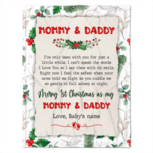 Load image into Gallery viewer, Personalized Christmas Gift Baby&#39;s Blanket Baby 1st Christmas To Mommy &amp; Daddy
