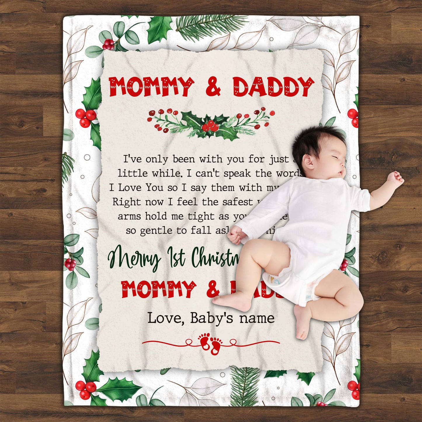 Personalized Christmas Gift Baby's Blanket Baby 1st Christmas To Mommy & Daddy