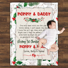 Load image into Gallery viewer, Personalized Christmas Gift Baby&#39;s Blanket Baby 1st Christmas To Mommy &amp; Daddy
