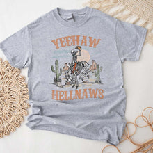 Load image into Gallery viewer, Yeehaws and Hellnaws - Western, Yeehaw Tshirt, Country Girl, Cowboy Tee, Skeleton Howdy Western Country T-Shirt
