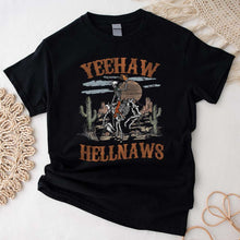 Load image into Gallery viewer, Yeehaws and Hellnaws - Western, Yeehaw Tshirt, Country Girl, Cowboy Tee, Skeleton Howdy Western Country T-Shirt
