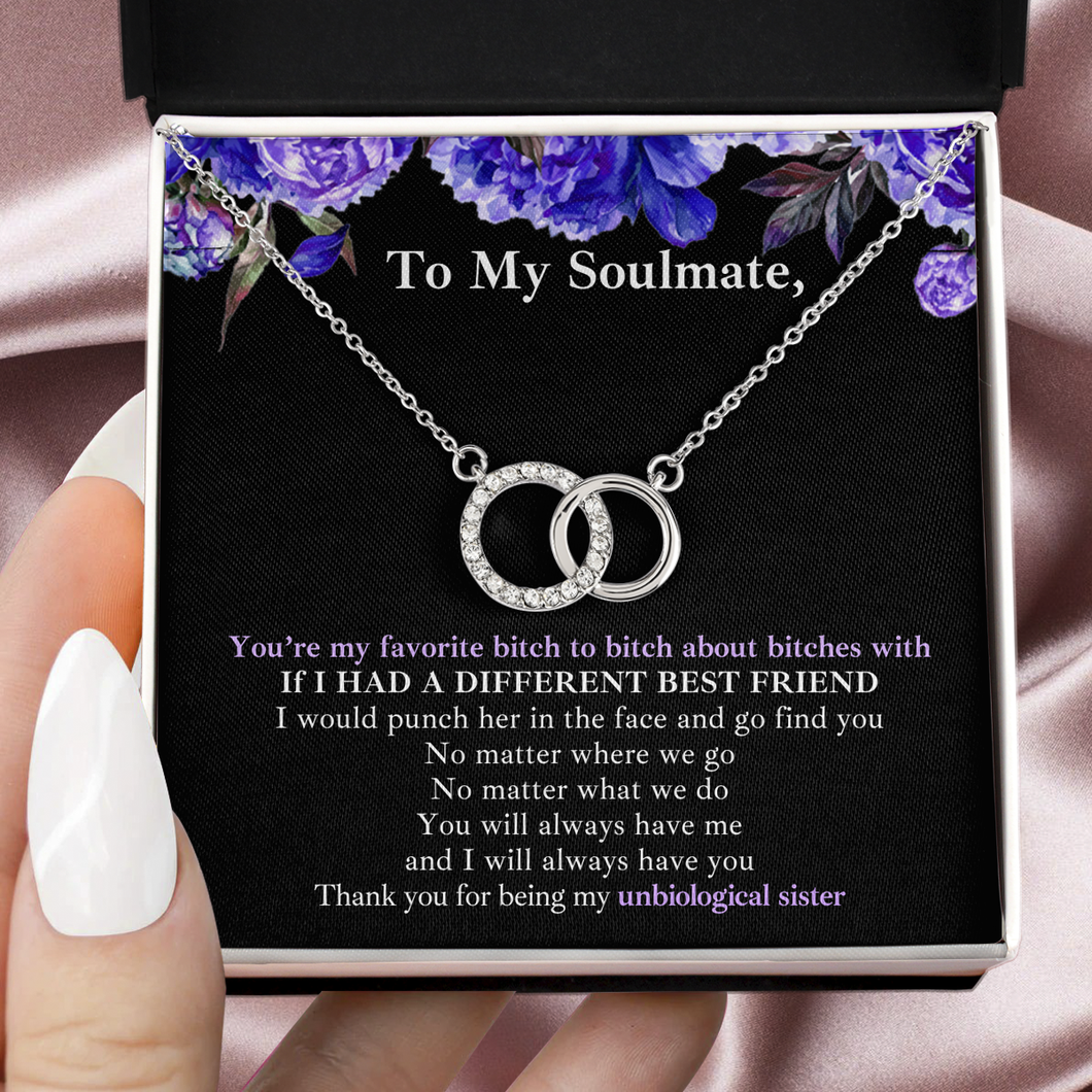 Gift for Bestie/Friend/Soulmate/Sister Necklace Pair Perfect 14K White Stainless Silver Birthday Graduation Message - JWshinee