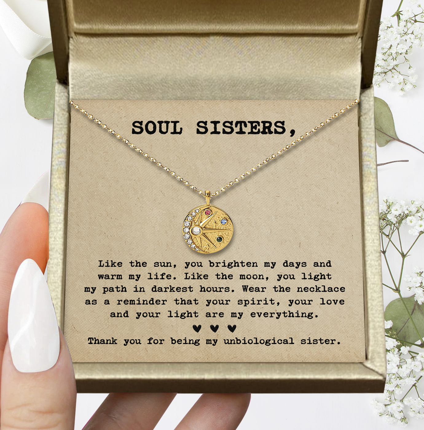 Gift for Bestie Friend Soulmate Necklace Sun Moon Matching Set